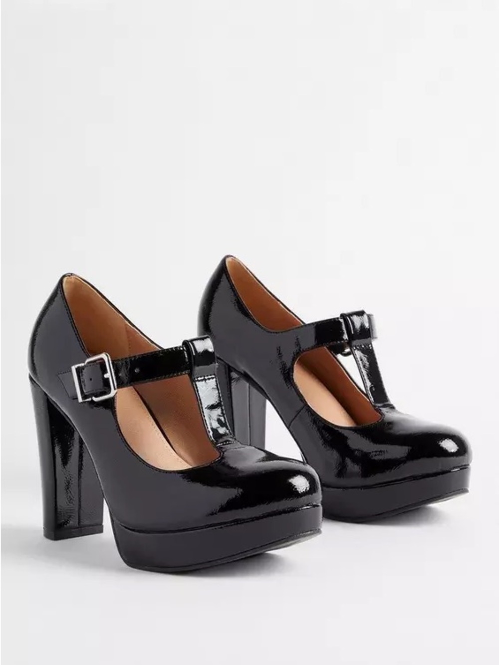 Torrid Black Patent Mary Jane T-Strap Platform Heels SZ 8.5WW